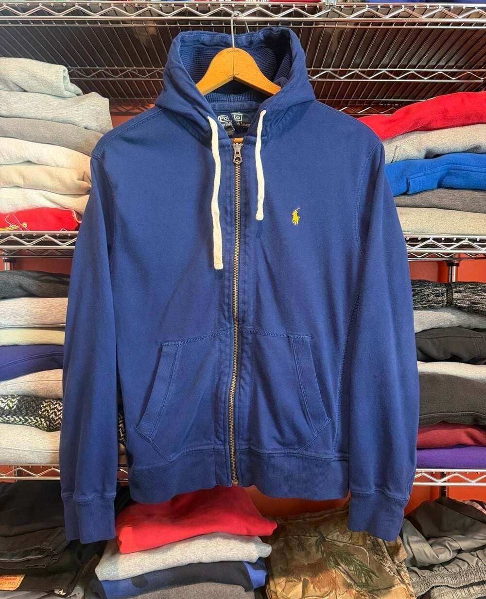 Polo Ralph Lauren Vintage Blue Full-Zip Thermal Lined Hoodie Medium Men